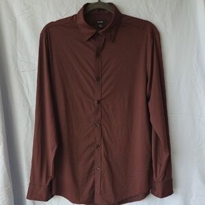 Alfani Men's Long-Sleeve Dress Shirt - Maroon/Brown. Size S